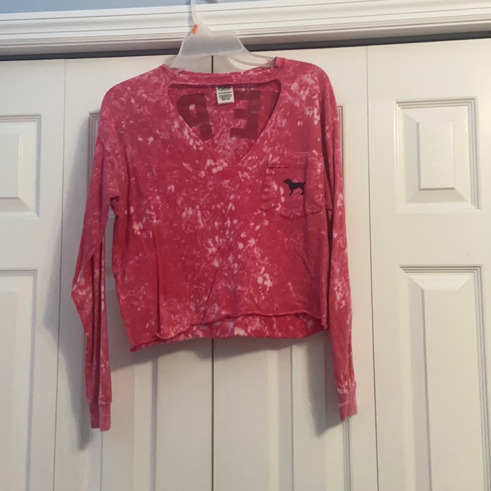 Pink cropped long sleeve top:))